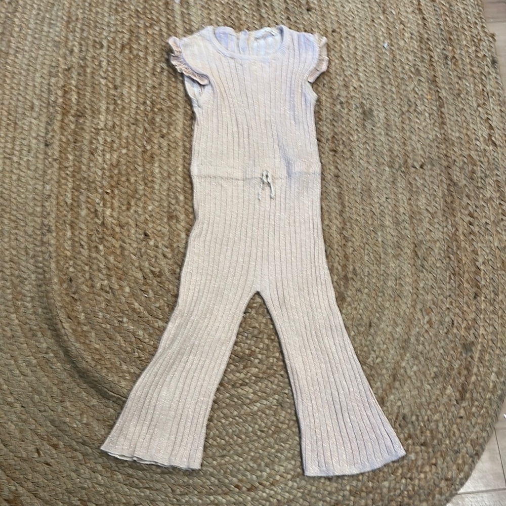 Mango kids jumpsuit romper ribbed pink 7/8 Girls